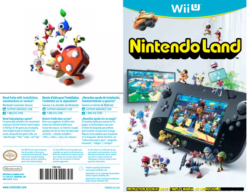 Page 1 de la notice Manuel utilisateur Nintendo Land (Wii U)