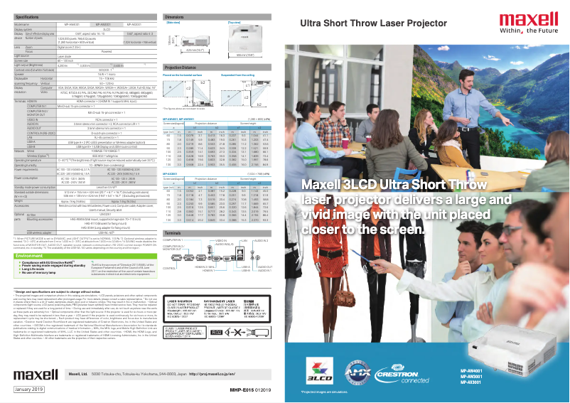 Página 1 del manual Folleto Hitachi MP-AW4001