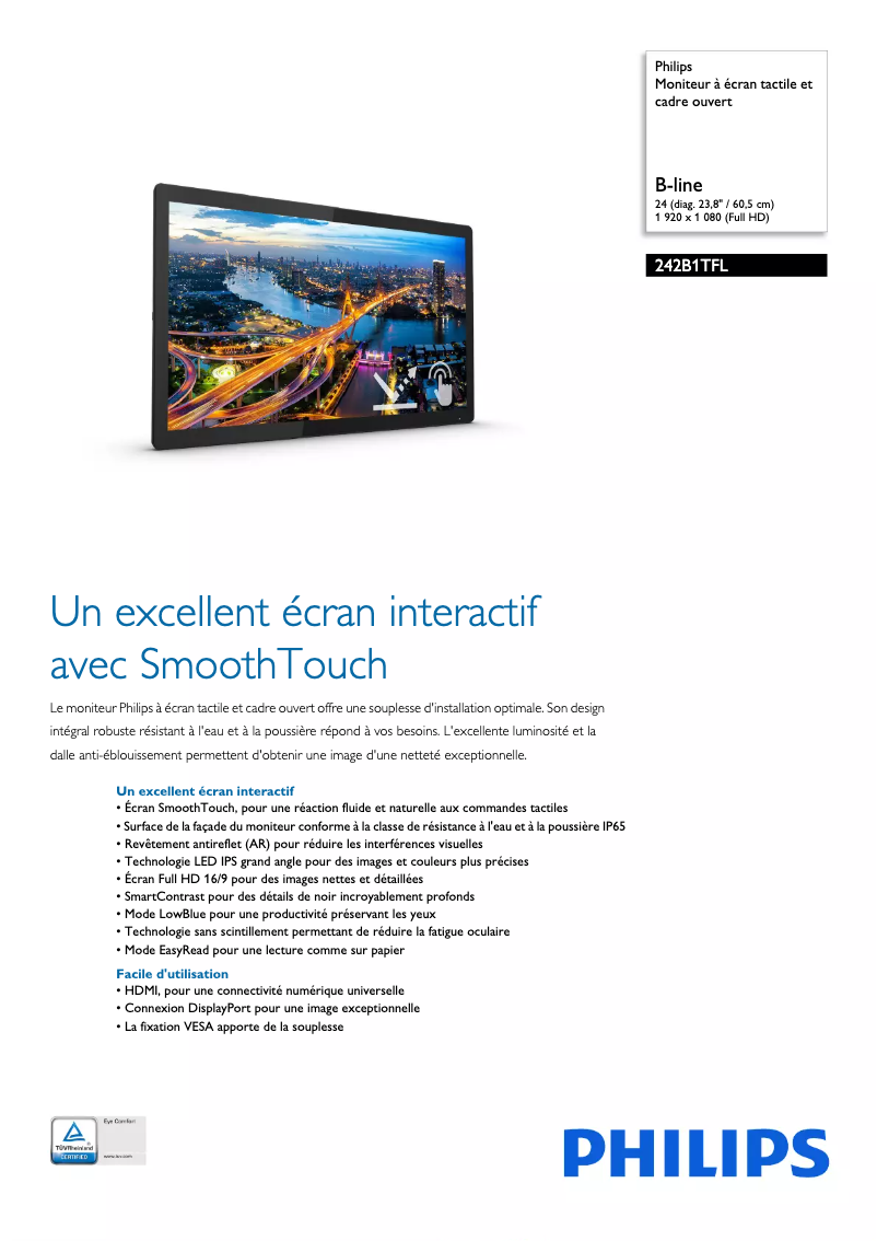 Page n°1 - Fiche technique Philips B Line 242B1TFL
