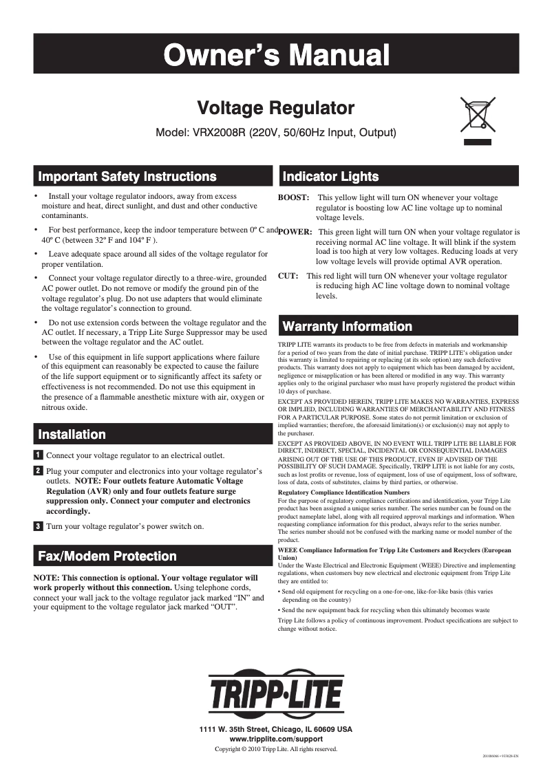 Image de la première page du manuel de l'appareil VRX2008R