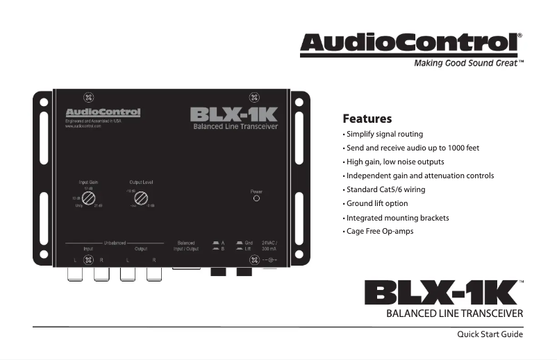 Page n°1 - Guide de démarrage rapide AudioControl BLX-1K
