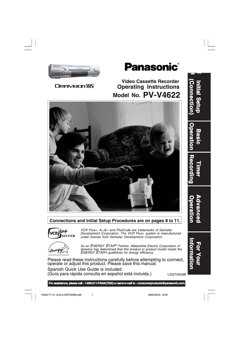 Page n°1 - Manuel utilisateur Panasonic PV-V4622