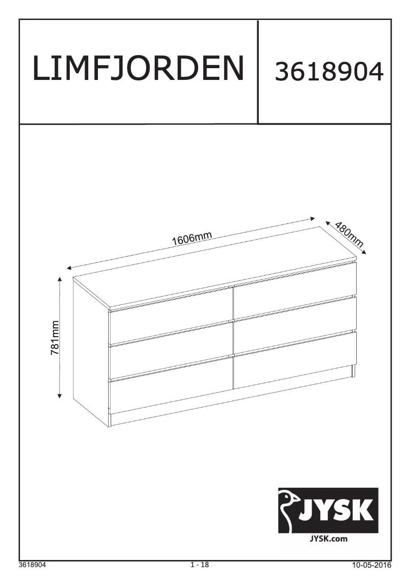 Page n°1 - Manuel utilisateur JYSK Limfjorden (161x78x48)