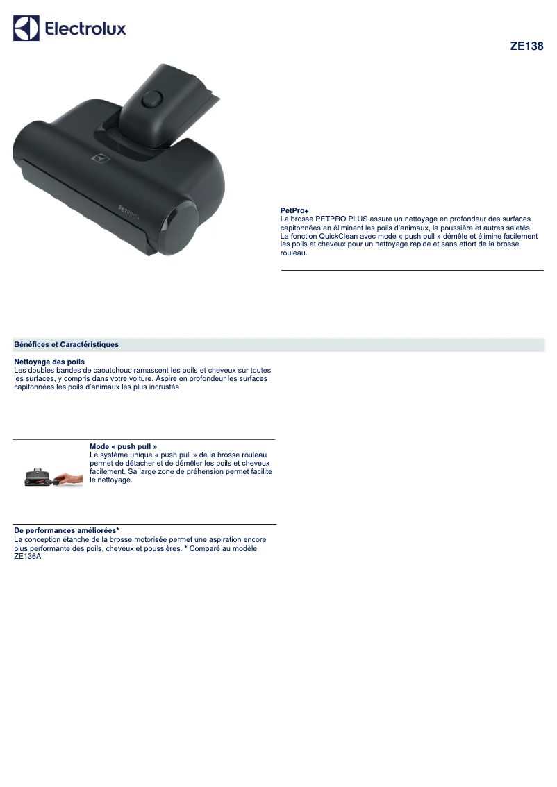 Page n°1 - Manuel utilisateur Electrolux ZE138