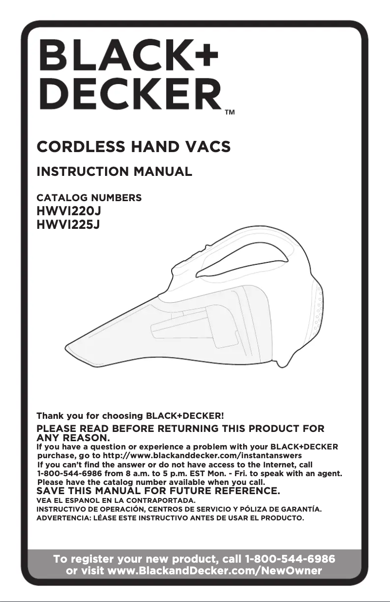 Page n°1 - Manuel utilisateur Black & Decker HWVI225J