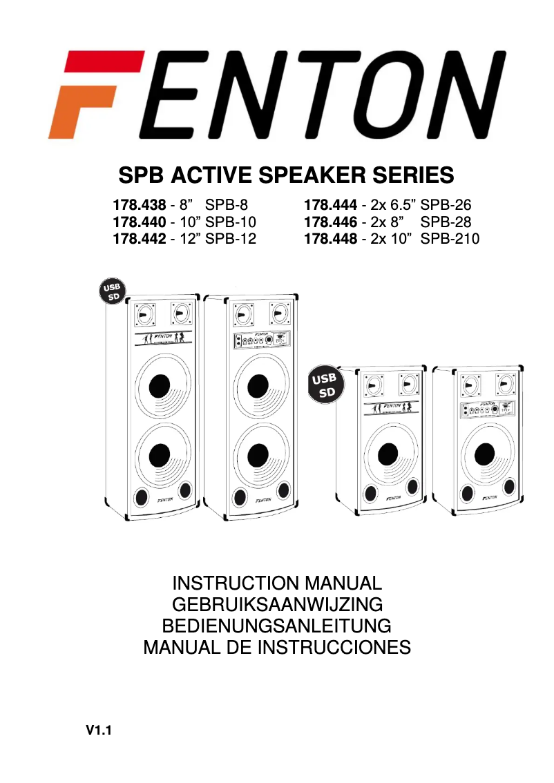 Page 1 de la notice Manuel utilisateur Fenton SPB-12