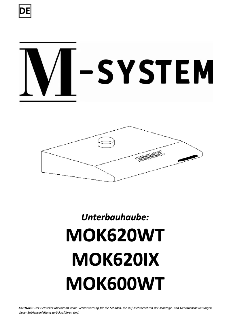 Image de la première page du manuel de l'appareil MOK600WT