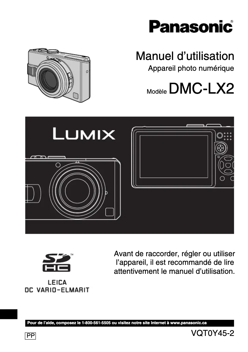 Page n°1 - Manuel utilisateur Panasonic Lumix DMC-LX2