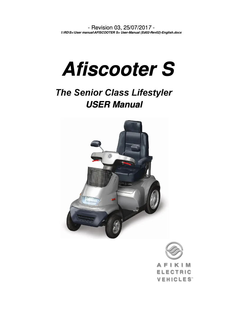 First page image of the manual for Afiscooter S4 Wide