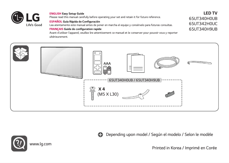 Page 1 de la notice Manuel utilisateur LG 65UT340H9UB
