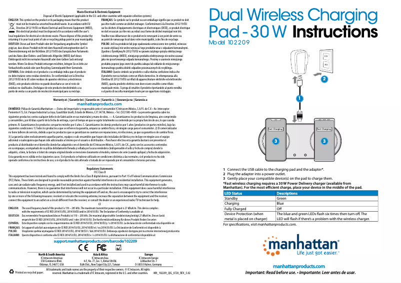 Page 1 de la notice Manuel utilisateur Manhattan 102209