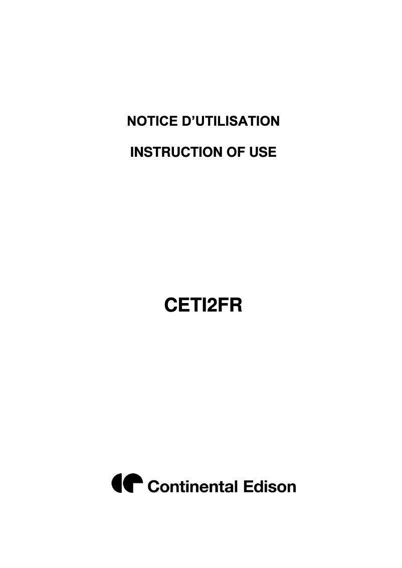 Page n°1 - Mode d'emploi Continental Edison CETI2FR