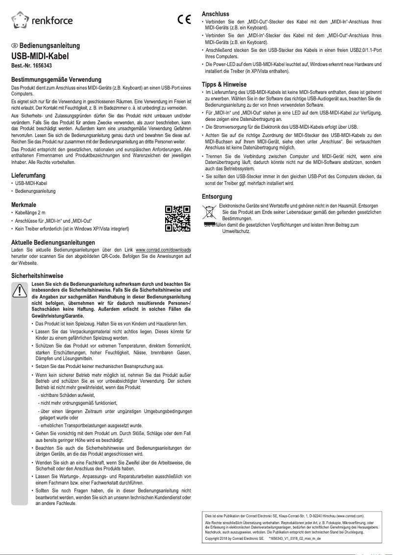 Page 1 de la notice Manuel utilisateur Renkforce RF-3312686