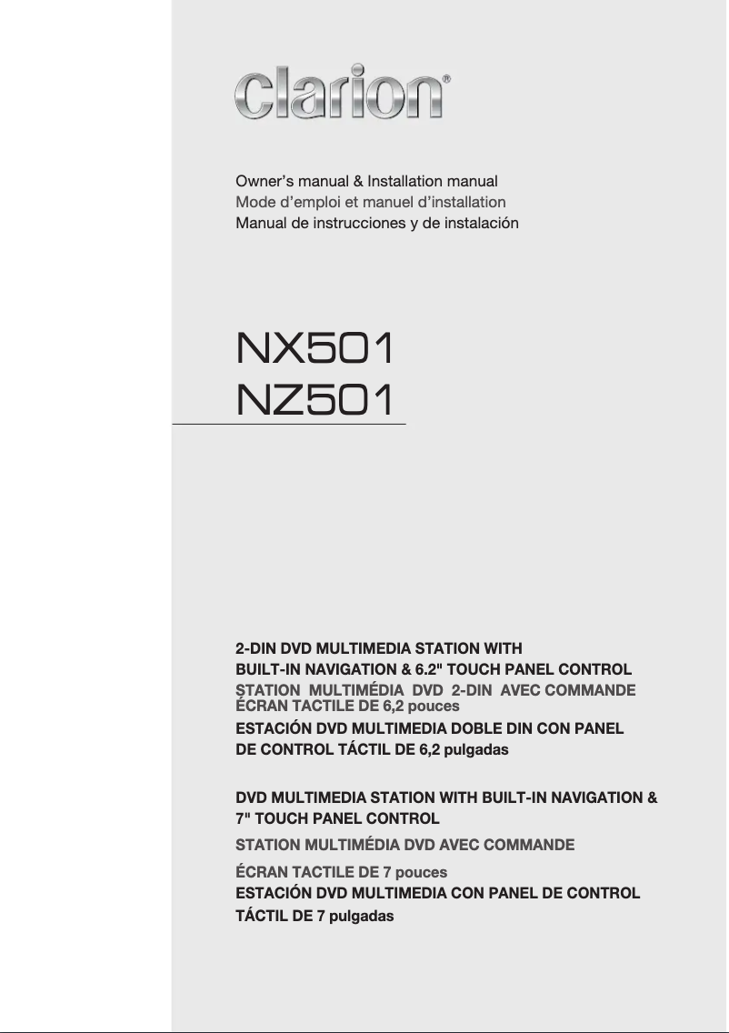 Page n°1 - Manuel utilisateur Clarion NX501