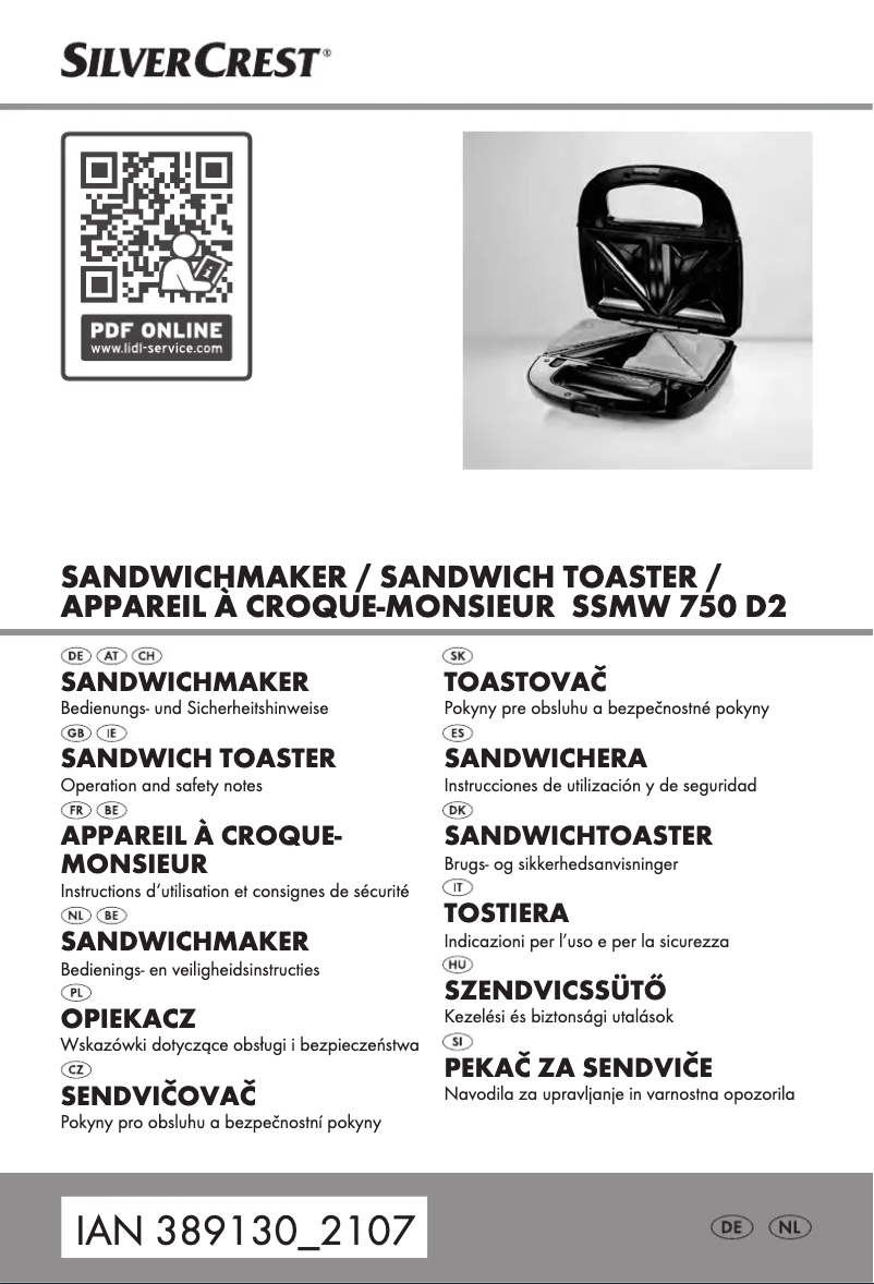 Page 1 de la notice Manuel utilisateur SilverCrest SSMW 750 D2