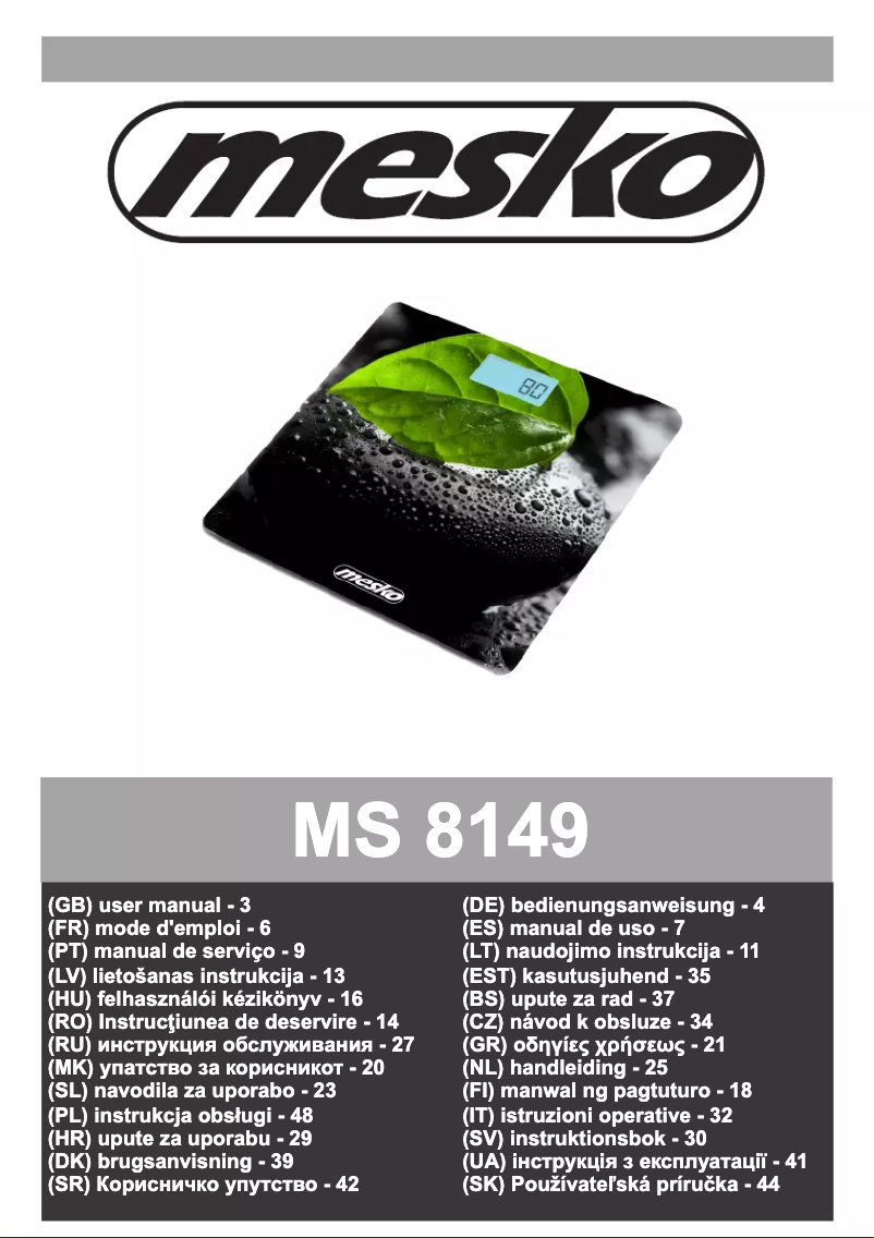 Page n°1 - Manuel utilisateur Mesko MS 8149