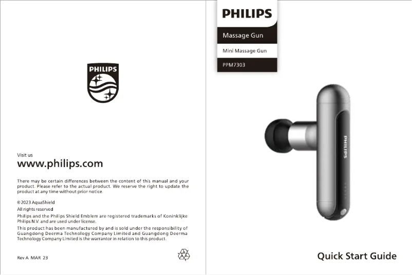 Page 1 de la notice Guide de démarrage rapide Philips PPM7303