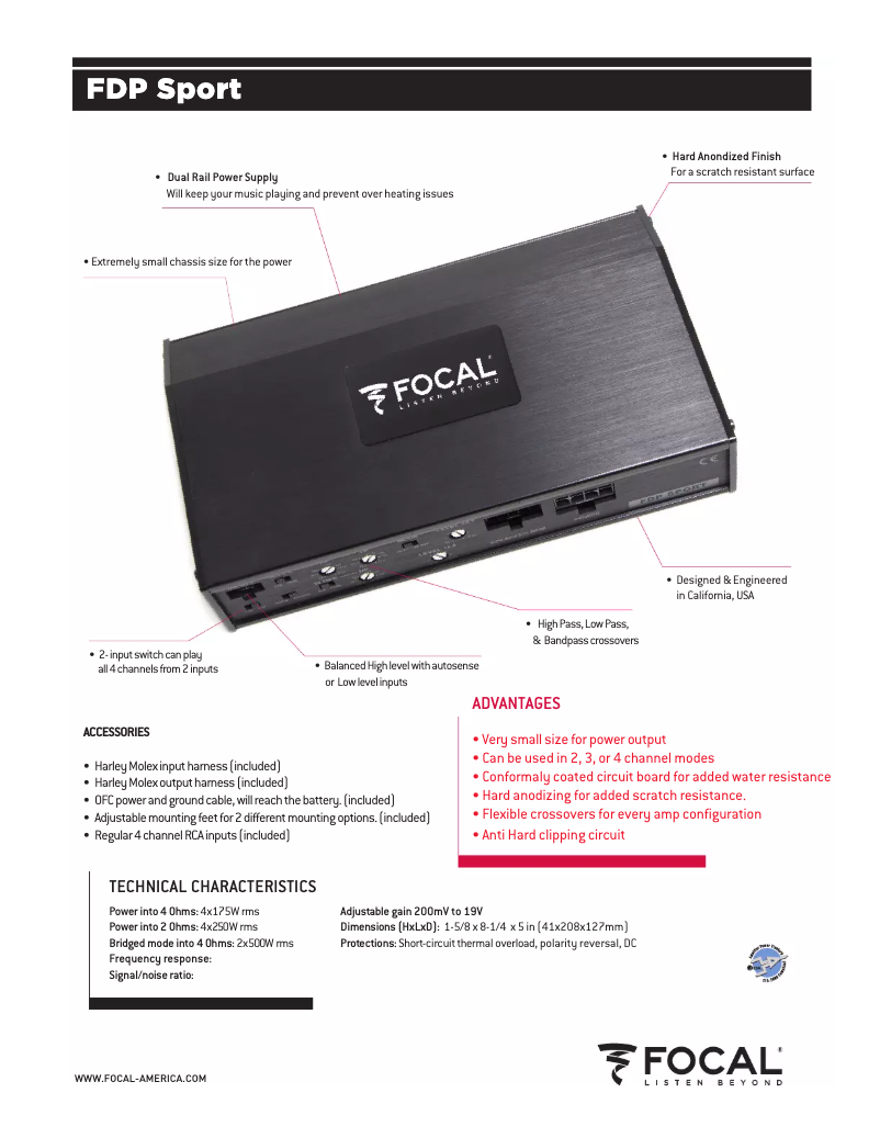 Página 1 del manual Ficha técnica Focal FDP Sport