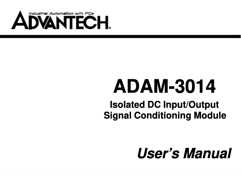 Page 1 de la notice Manuel utilisateur Advantech ADAM-3014