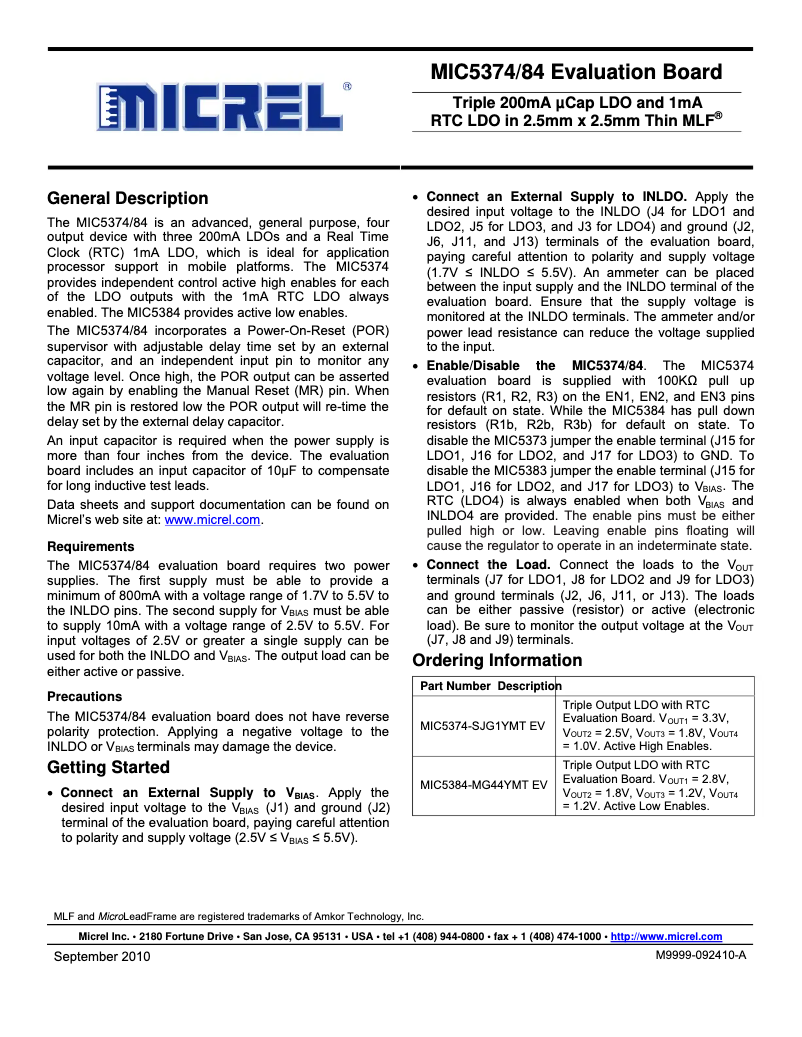 Página 1 del manual Manual de usuario Microchip MIC5374/84