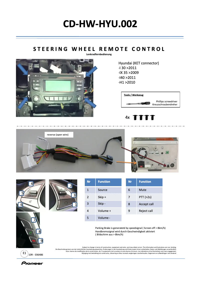 Page n°1 - Manuel utilisateur Pioneer CD-HW-HYU.002