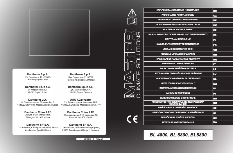 Page n°1 - Manuel utilisateur Master BL 6800