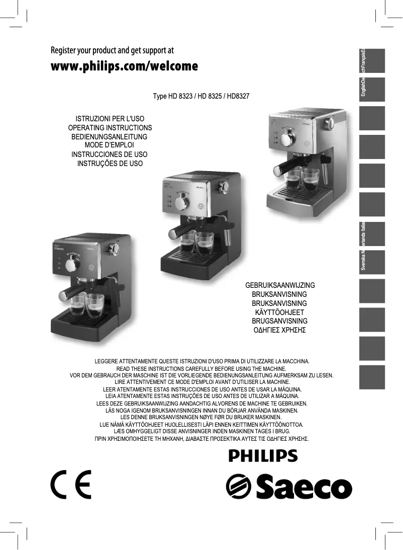 Page n°1 - Manuel utilisateur Philips Saeco Poemia Focus HD8323