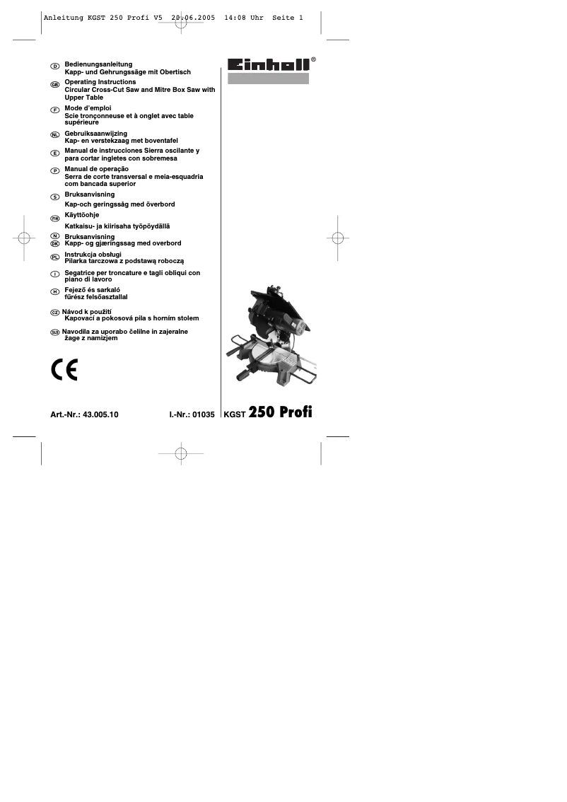 Page n°1 - Manuel utilisateur Einhell KGST 250 Profi