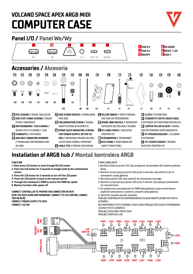 Image de la première page du manuel de l'appareil Space Apex ARGB Midi