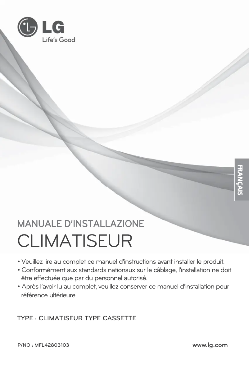Page n°1 - Guide d'installation LG ARNU09GTRC2