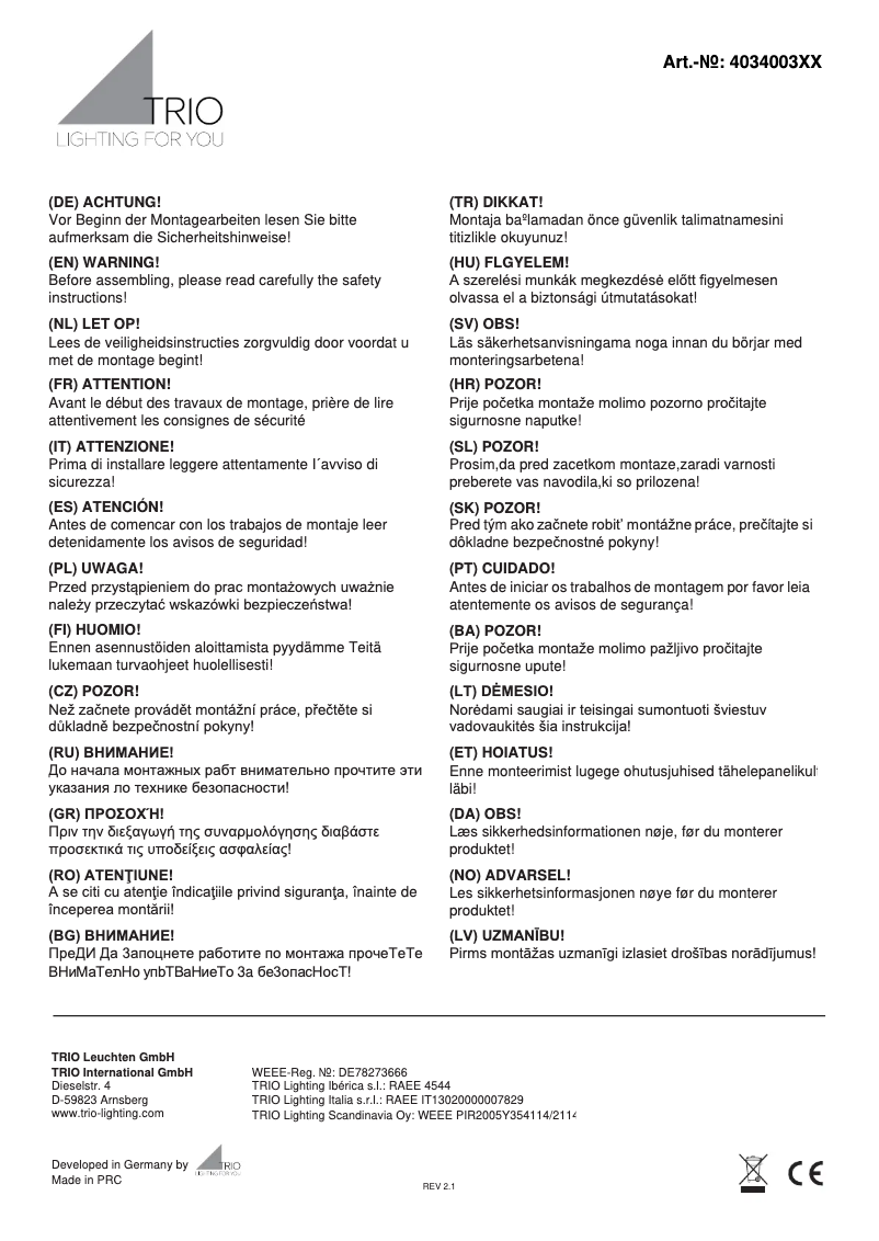 Image de la première page du manuel de l'appareil Lance 403400317