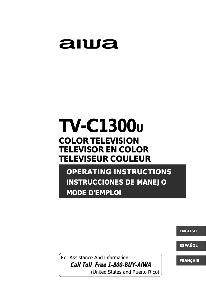 Page 1 de la notice Manuel utilisateur Aiwa TV-C1300u