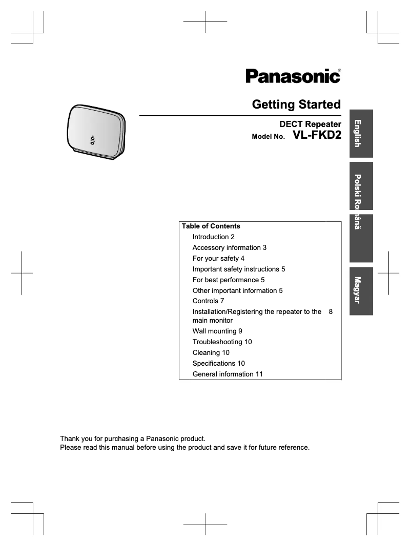 Image de la première page du manuel de l'appareil VL-FKD2