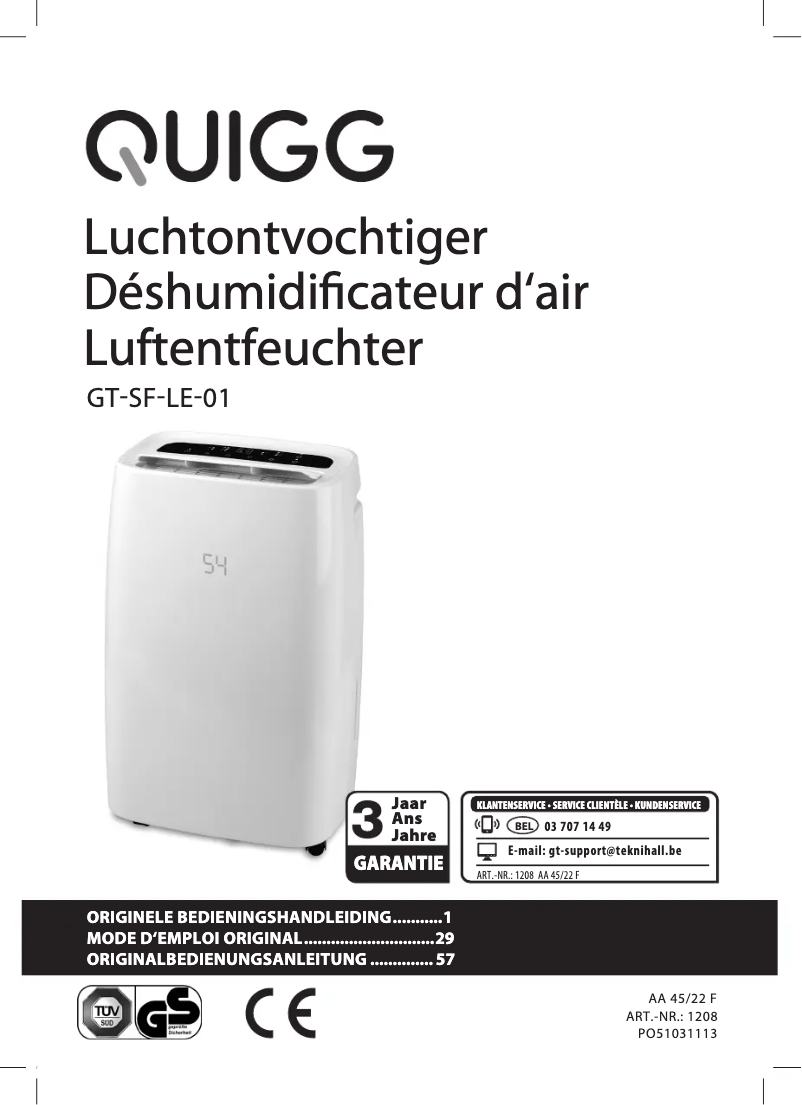 Image de la première page du manuel de l'appareil GT-SF-LE-01