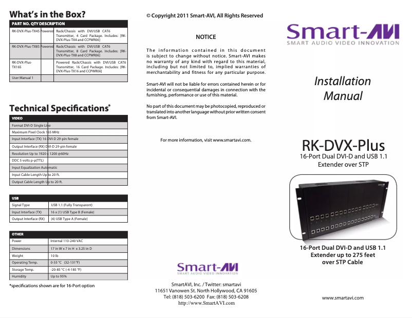 Image de la première page du manuel de l'appareil RK-DVX-PLUS-RX16S