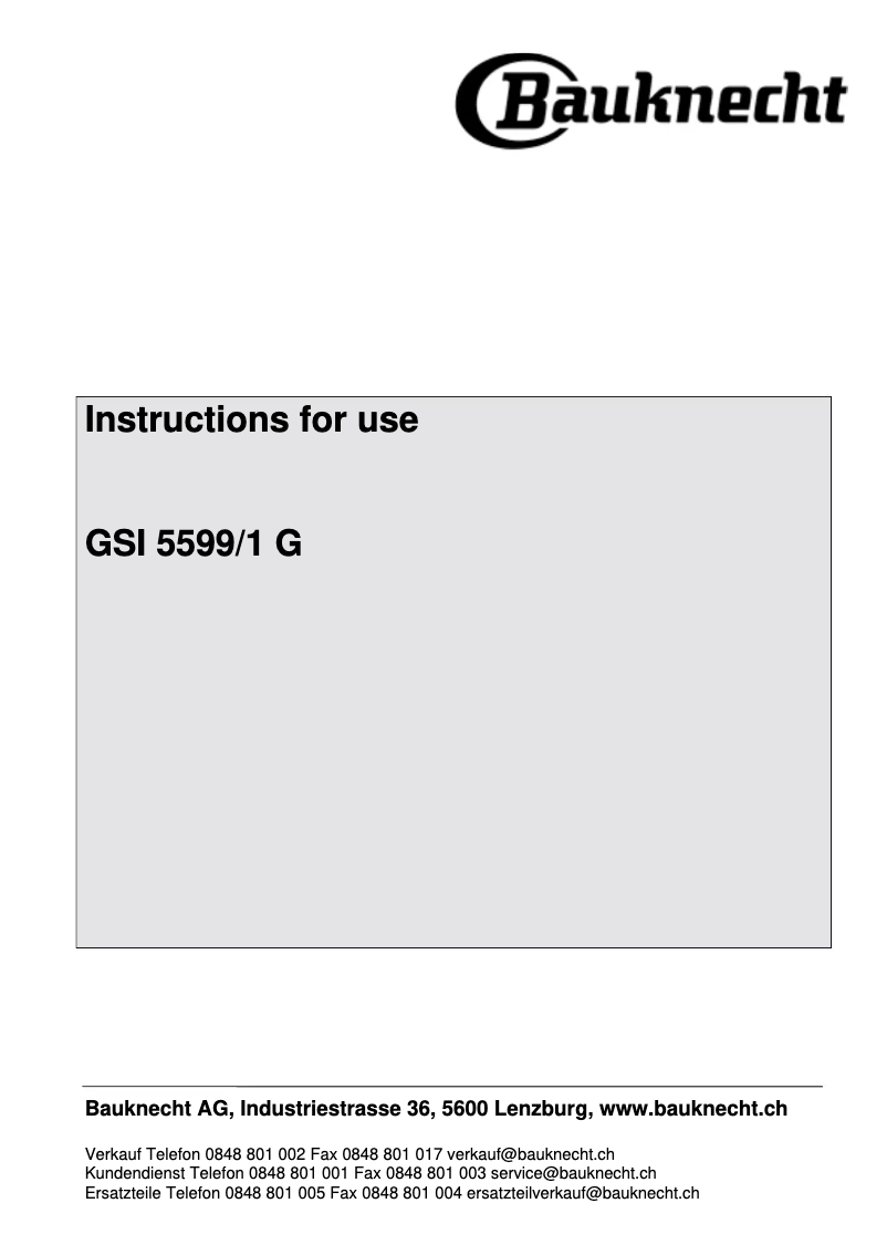 Image de la première page du manuel de l'appareil GSI 5599/1 G