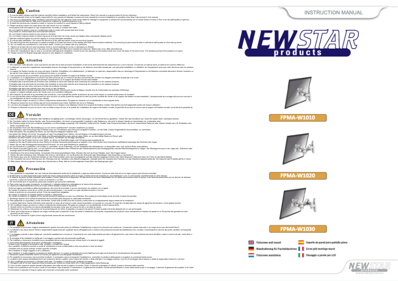 Page 1 de la notice Manuel utilisateur Newstar FPMA-W1020