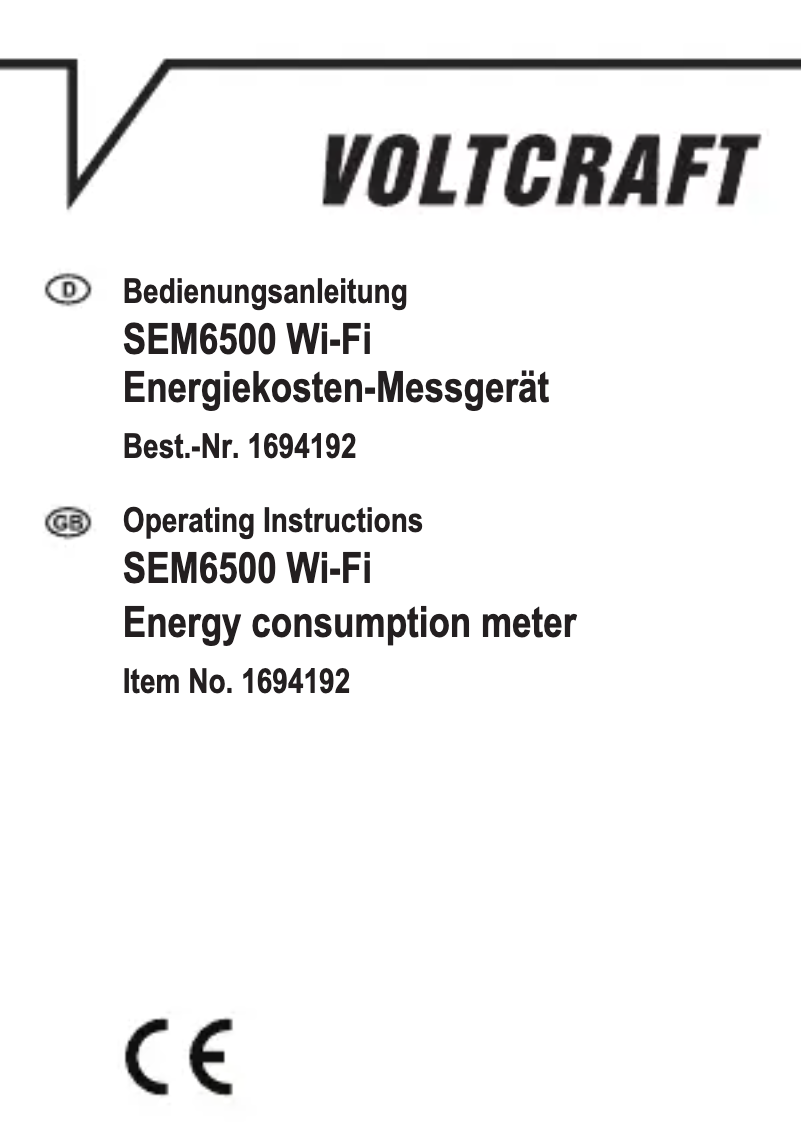 Page n°1 - Manuel utilisateur Voltcraft SEM6500