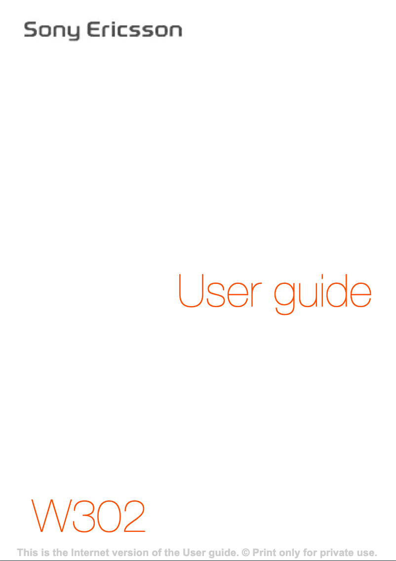 Page 1 de la notice Manuel utilisateur Sony Ericsson W302