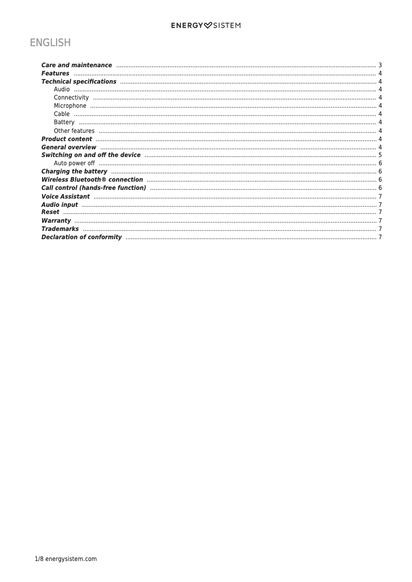 Image de la première page du manuel de l'appareil Headphones Bluetooth Style 3