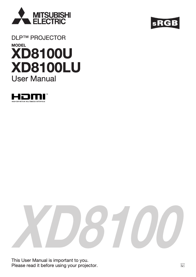 Page 1 de la notice Manuel utilisateur Mitsubishi XD8100U