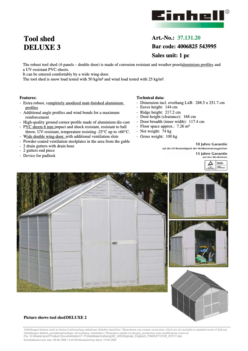 Page 1 de la notice Manuel utilisateur Einhell DeLuxe III