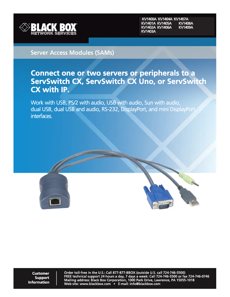 Page n°1 - Manuel utilisateur Black Box KV1407A