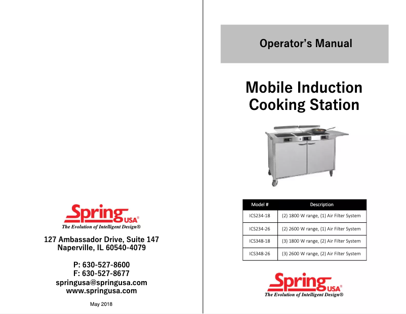 Page n°1 - Manuel utilisateur Spring USA ICS234-26