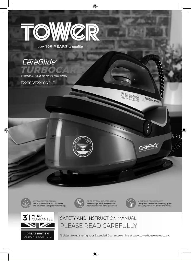 Page 1 de la notice Manuel utilisateur Tower CeraGlide T22006