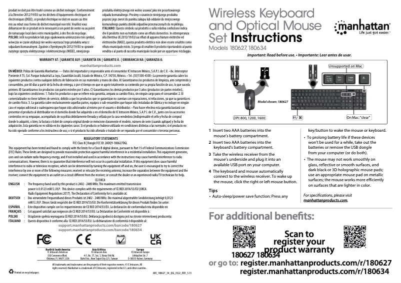 Page 1 of the manual User Manual Manhattan 180634
