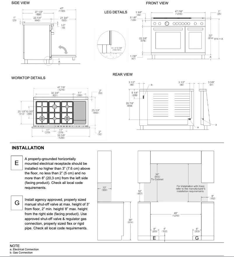 Página 1 del manual Guía de instalación Bertazzoni HER486BTFGMAVT