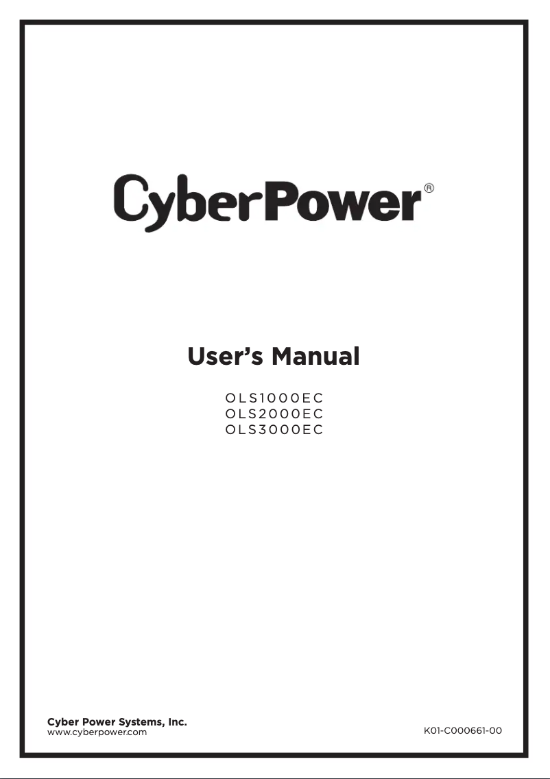 Image de la première page du manuel de l'appareil OLS3000EC