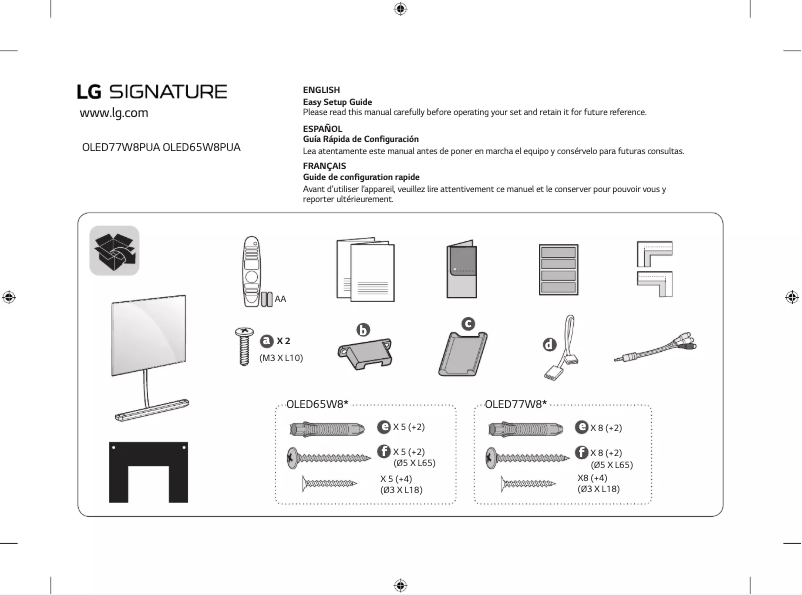 Page 1 de la notice Manuel utilisateur LG Signature W8