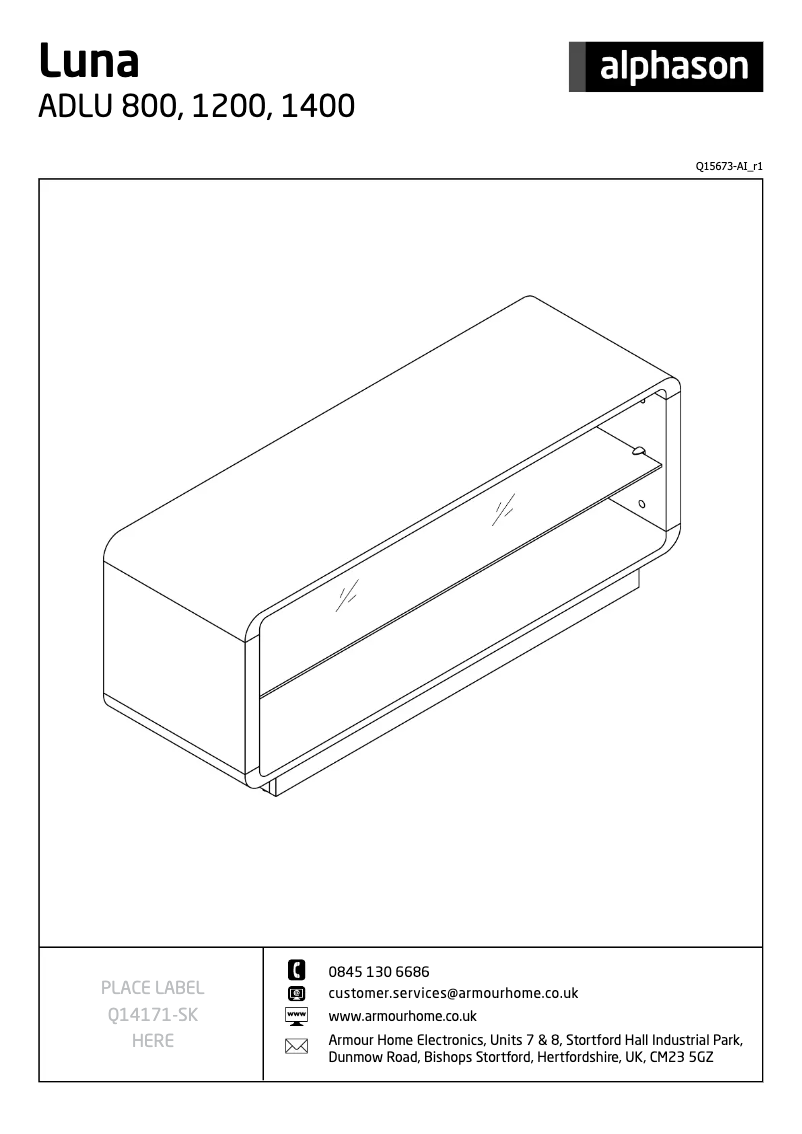Page 1 de la notice Manuel utilisateur Alphason Luna 1200